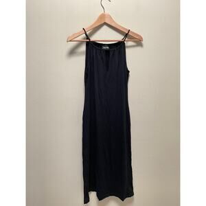 Vintage Womens Midi Dress Size Large Black Strappy Lightweight Grunge 90s Y2K